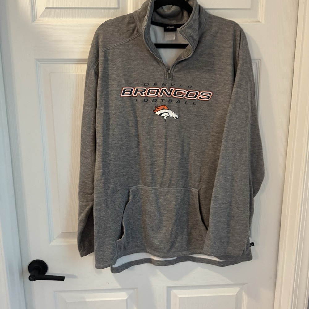 Denver Broncos 1/4 Zip Grey Long Sleeve Men's Sz XL NFL Team Apparel